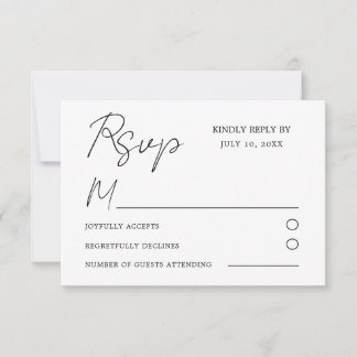 Simples Elegante Preto & Branco Casamento RSVP