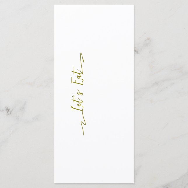 Simples Elegante Preto Moderno Menu Nuptura Flat (Verso)