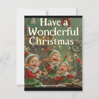 Simples Elegante Quatro Elfs Cantando Cartão De Na