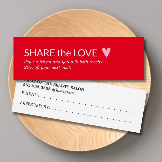 Simples Elegante Red White Heart Referral (Criador carregado)