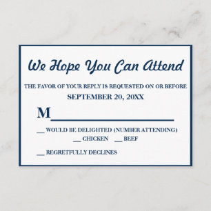 Simples Elegante Resposta de Casamento Azul Marinh
