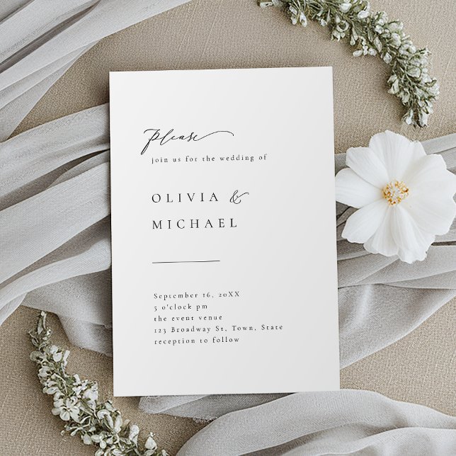 Simples Elegante Tipografia Moderna Convite para C (Simply Elegant Typography Modern Wedding Invitatio Invitation)