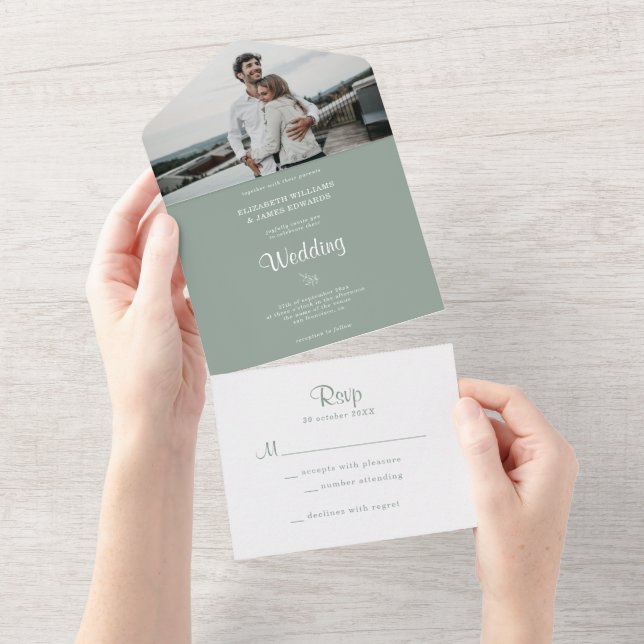 Simples Elegantes Casamento Fotográfico Rústico Ve (Aba destacável)