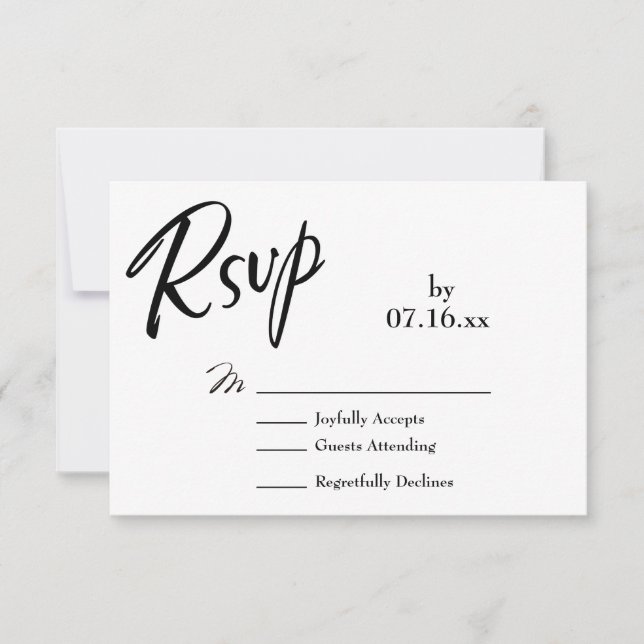 Simples, Elegantes, Tipografia RSVP Preto e Branco (Frente)