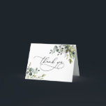 Simples Eucalipto Deixa Cartões de agradecimentos<br><div class="desc">Projetado para coordenar com a nossa coleção de casamento Boho Greenery,  este Cartões de agradecimentos personalizável apresenta folhas com cores aquáticas misturadas com fontes serif clássicas em preto para uma mensagem dentro opcional. Itens correspondentes disponíveis.</div>