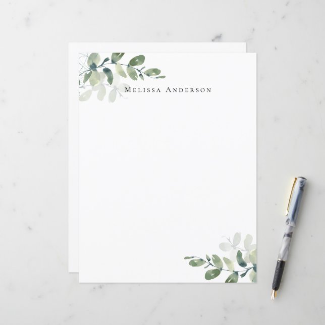 Simples Eucalyptus - Papel Carta Personalizado (Frente/Verso In Situ)