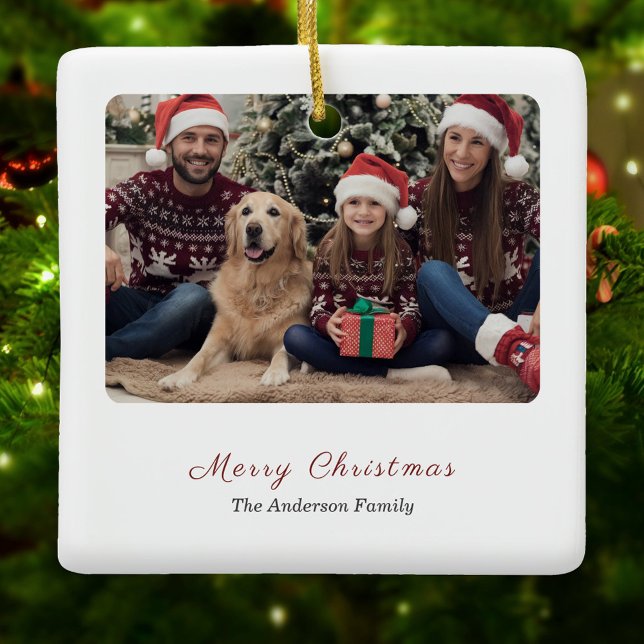 Simples Família Foto Feliz Ornamento de Natal (Simple Family Photo Merry Christmas Ornament)