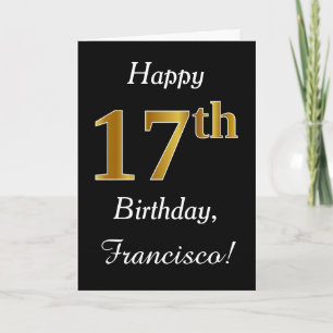 Simples Faux Dourado 17º aniversário + Cartão de N