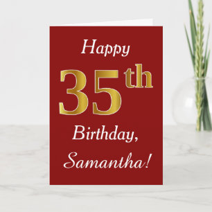 Simples Faux Dourado 35º Aniversário + Cartão d