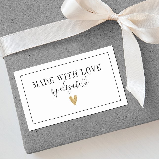 Simples Feito Com Etiqueta De Amor (An elegant made with love sticker for your handmade and homemade gifts.)