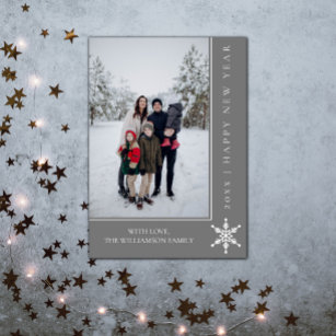 Simples Floco de Neve Cartão com fotos de Ano Novo