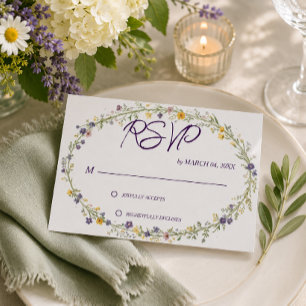 Simples Florais Clássicos Casamento RSVP Moderna