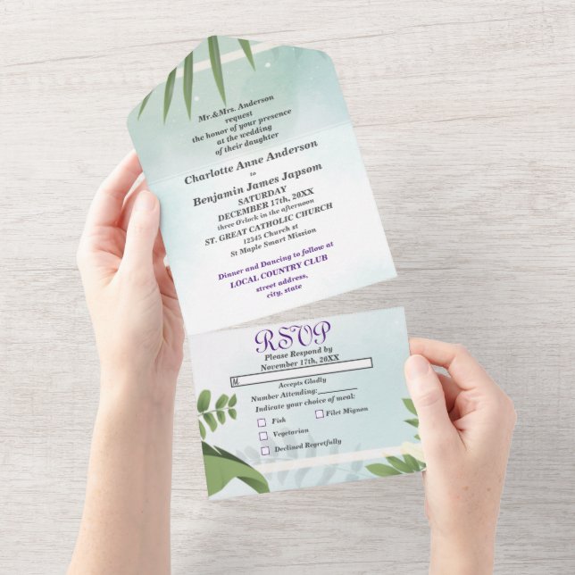 Simples Floral Botânico Rústico Casamento  (Aba destacável)