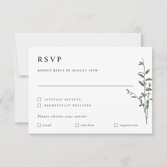 Simples Galho de Árvore Botânico Casamento RSVP C (Frente)