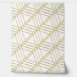Simples Geométrico Moderno Deco Branco E Dourado