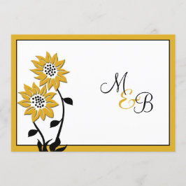 Simples Girassóis Monogramas Convite Para Casament