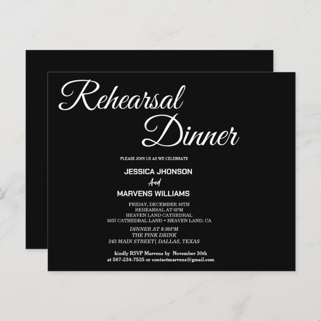 Simples guião de janto de ensaio preto (Frente/Verso)