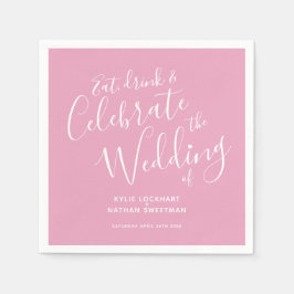 Simples guião rosa empoeirado e guardanapos de cas