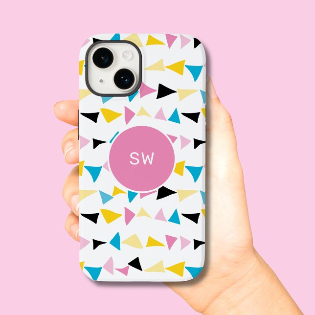 Simples iniciais geométricas de confete (Monogram geometric modern confetti style phone case)