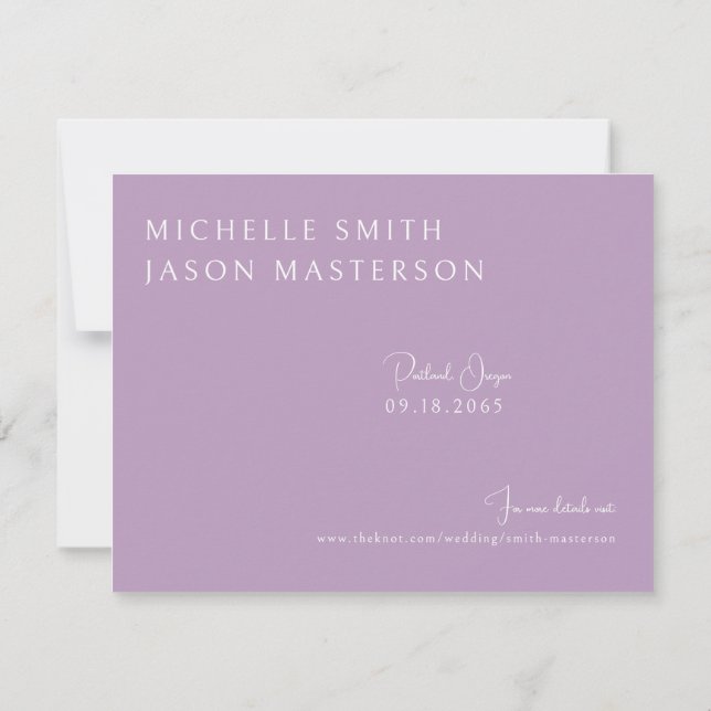 Simples Lavanda Casamento Salve a Data (Verso)