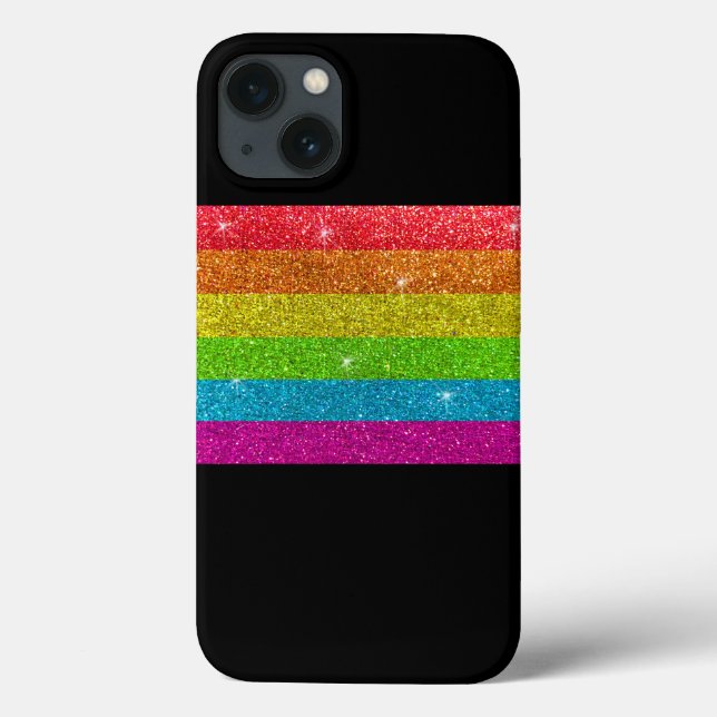 Simples LGBTQIA Orgulho gay Rainbow Glitter Ca (Verso)