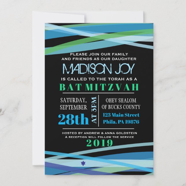 SIMPLES LINHAS Bat Bar Mitzvah Convite (Frente)
