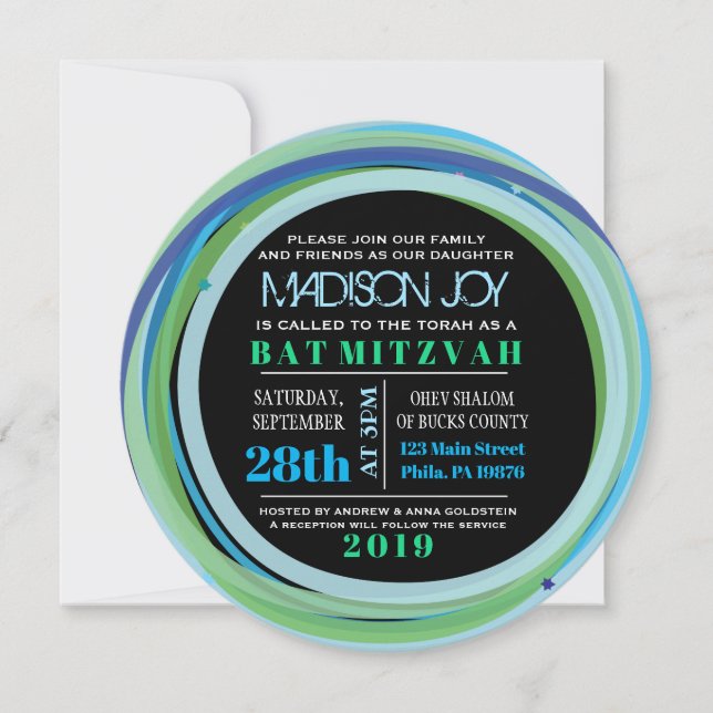 SIMPLES LINHAS Bat Bar Mitzvah Convite (Frente)