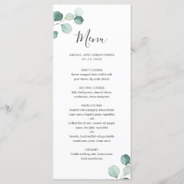 Simples Menu de Casamento com Elegante Verde Eucal