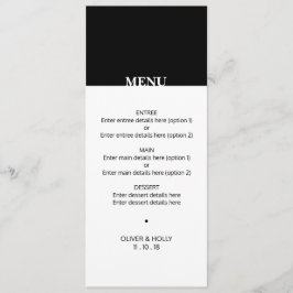 Simples menu de casamento preto e branco