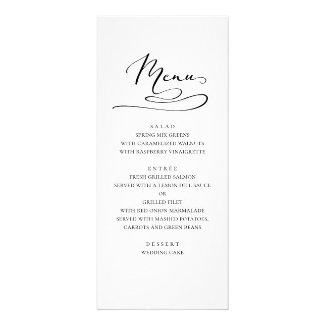 Simples menu janto de casamento. Preto e branco mo (Frente)
