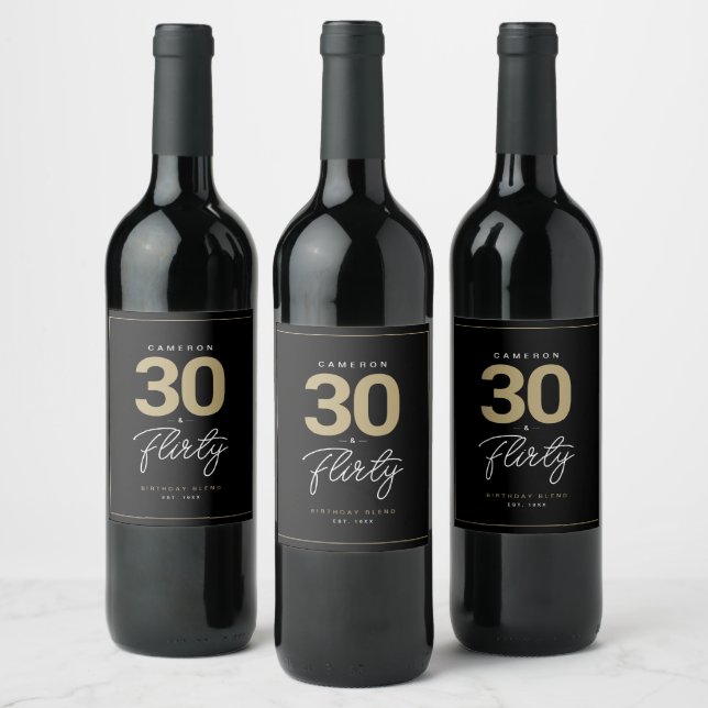 Simples Moderno 30 e rótulo de vinho personalizado (Garrafas)