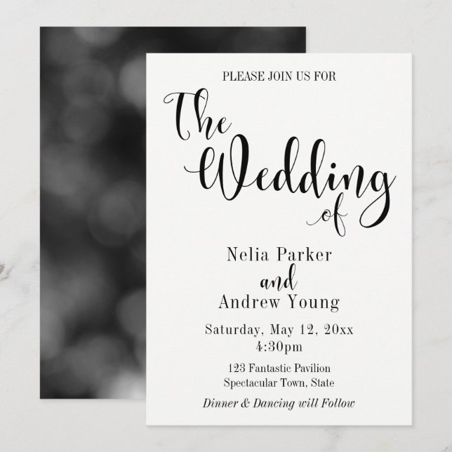 Simples, Moderno Convite de Casamento com Texto Pr (Frente/Verso)