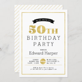 Simples moderno Dourado Convite de aniversário 50º