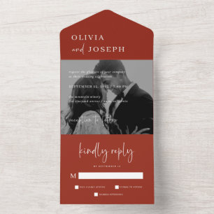 Simples Moderno Minimalista Rich Red Photo Weddi