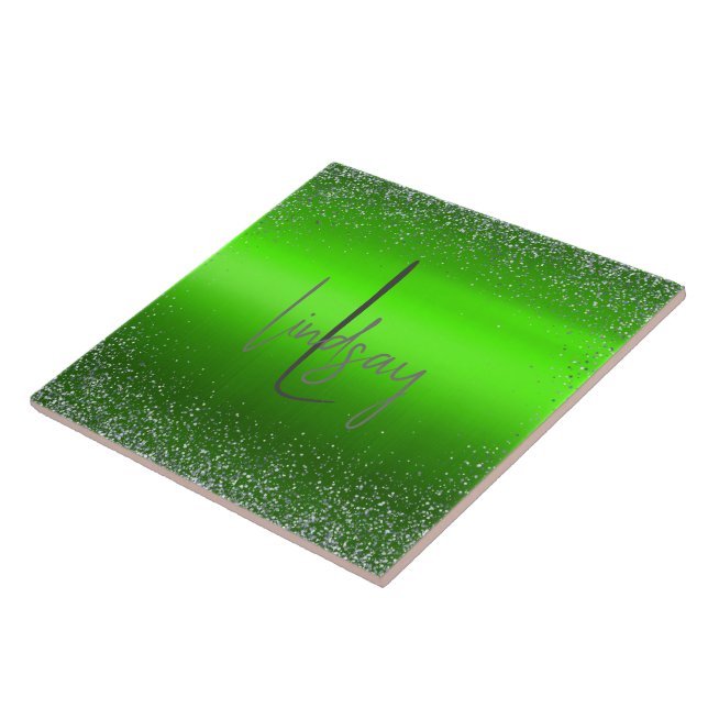 Simples Monograma de Lâmpada Verde Bruta de Metal  (Lateral)