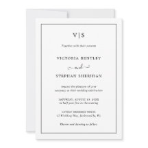 Simples Monograma Elegante Convite de Casamento Tu