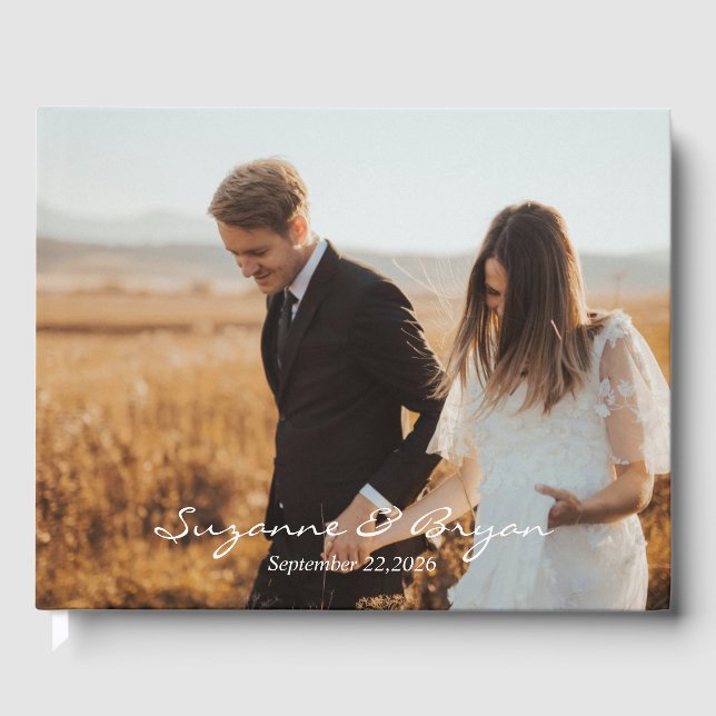 Simples Monograma Foto do Livro de Convidados (Frente)