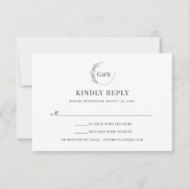 Simples Monograma Meio Coroa Casamento Mínimo RSVP