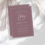 Simples Monograma Roxo Convite para Casamento<br><div class="desc">Simples Convite De Casamento De Monograma De Púrpura De Plum. Estique seus convidados de casamento com este convite de casamento roxo e escuro, com um belo roteiro branco, com as iniciais da noiva e do noivo num fundo roxo de ameixa. Este Convite tem uma design de mauve impressionante, com vibrações...</div>