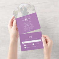 Simples Monograma Roxo Lavanda Foto Casamento