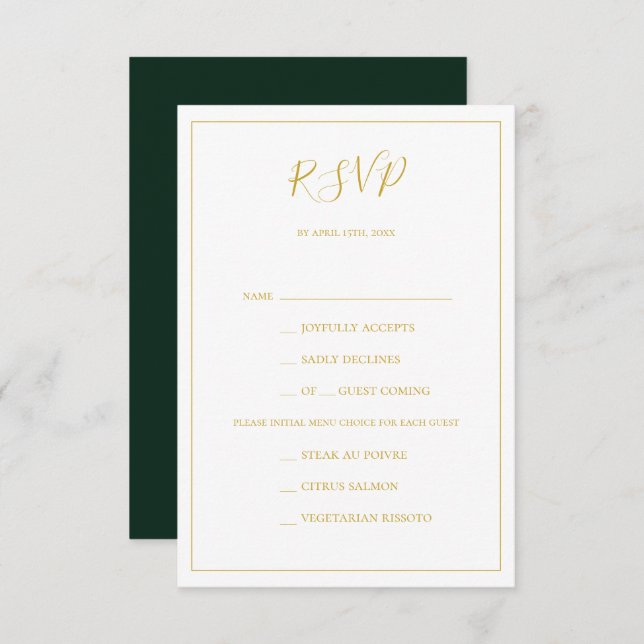 Simples Natal Elegante | RSVP de Escolha do Menu V (Frente/Verso)