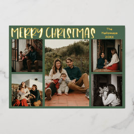 Simples Natal Verde Cinco Foto Dourada