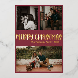 Simples Natal Vermelho Três Foto Clássico Dourado