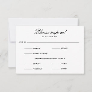 Simples opção entre quatro opções - placa RSVP