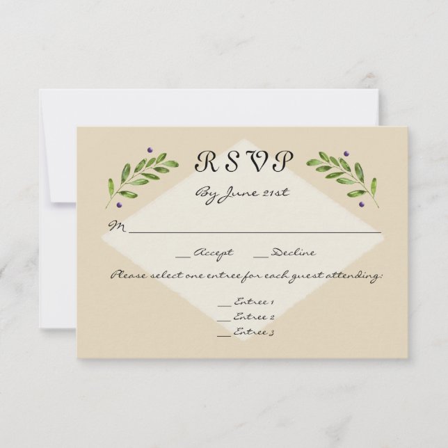 Simples Opções de Menu Moderno 3 RSVP Resposta de  (Frente)