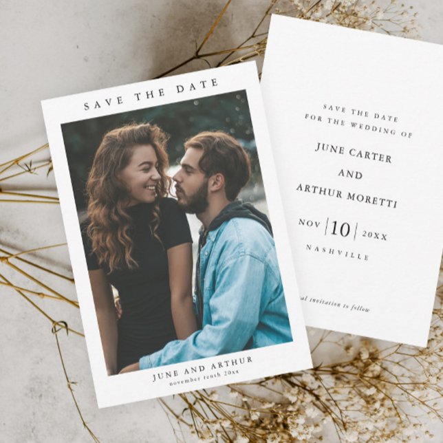 Simples Orçamento Foto Casamento Salvar a Data (Simple typographic budget photo wedding save the date.)