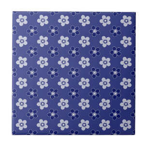 simples padrão azul floral sólido retrógrado peque