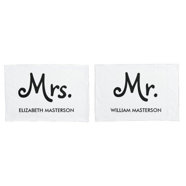 Simples Personalizados Modernos Sr Sra Preto Branc (Frente - conjunto)