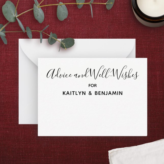 Simples Preto e Branco - Cartão de Desejo e Aconse (Criador carregado)