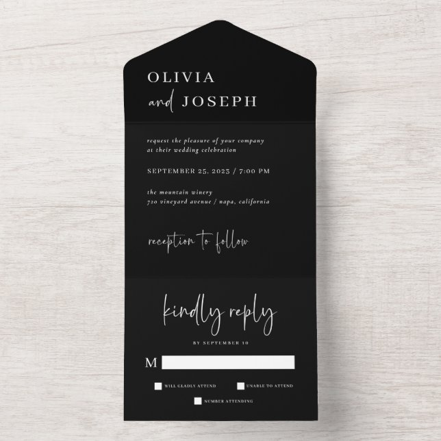 Simples Preto Moderno e Minimalista | Casamento (Interno)